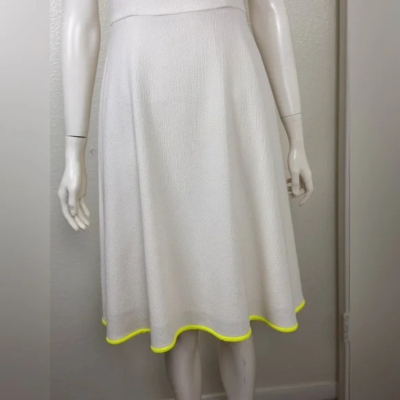 Black Halo Quill White Midi Dress with Neon Trim Size 8. D23 - Picture 8 of 16